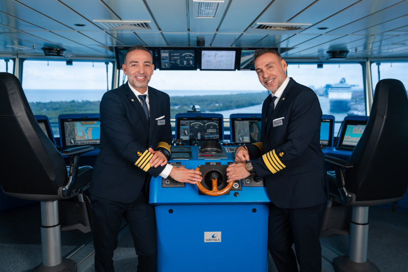 Brothers Tasos and Dimitrios Kafetzis will serve as co-captains of the upcoming Celebrity Ascent, the line’s fourth Edge Series ship, set to launch this December 2023. Photo Credit: Celebrity Cruises (Image at LateCruiseNews.com - January 2023)
